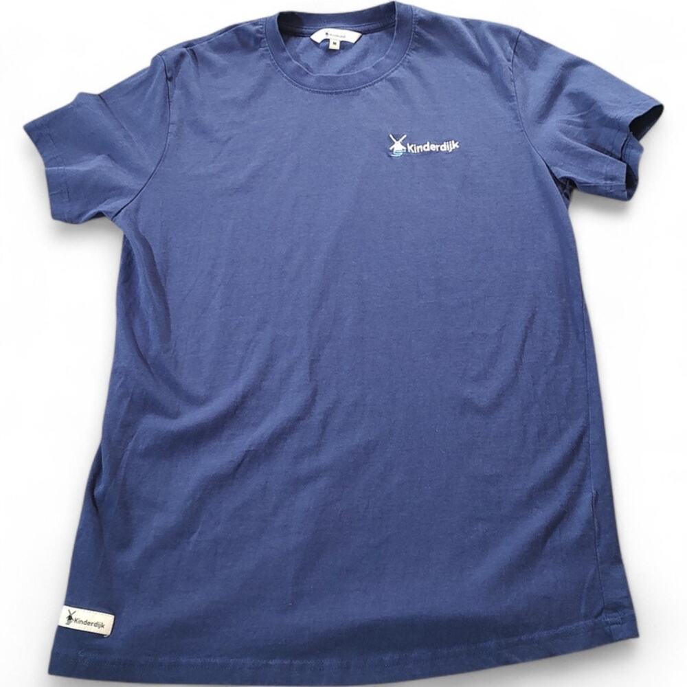 Kinderdijk Holland Windmill Short Sleeve Blue T-Shirt Basic‎ Embroidered Logo M